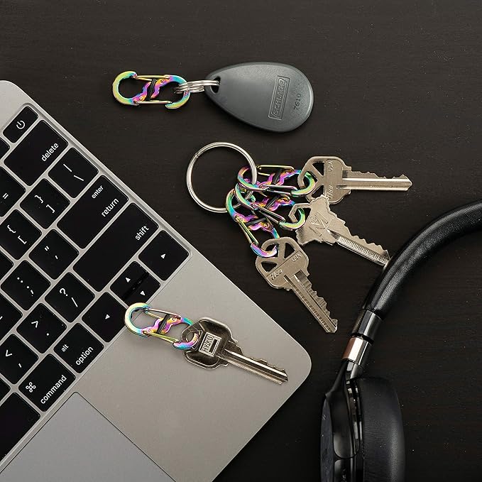 Nite Ize S-Biner MicroLock Stainless Steel - Durable Key Holder Carabiner Clip - S-Biner with Locking Gates - Durable & Strong Mini Carabiners for Keychain Accessories - Spectrum (5 Pack)