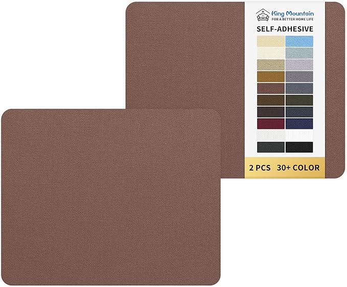 KING MOUNTAIN Canvas Repair Patch 9 x11 Inch 2 Pcs Self-Adhesive Waterproof Fabric Patch for Sofas, Tents, Furniture,Tote Bags, Car Seats (Brown)