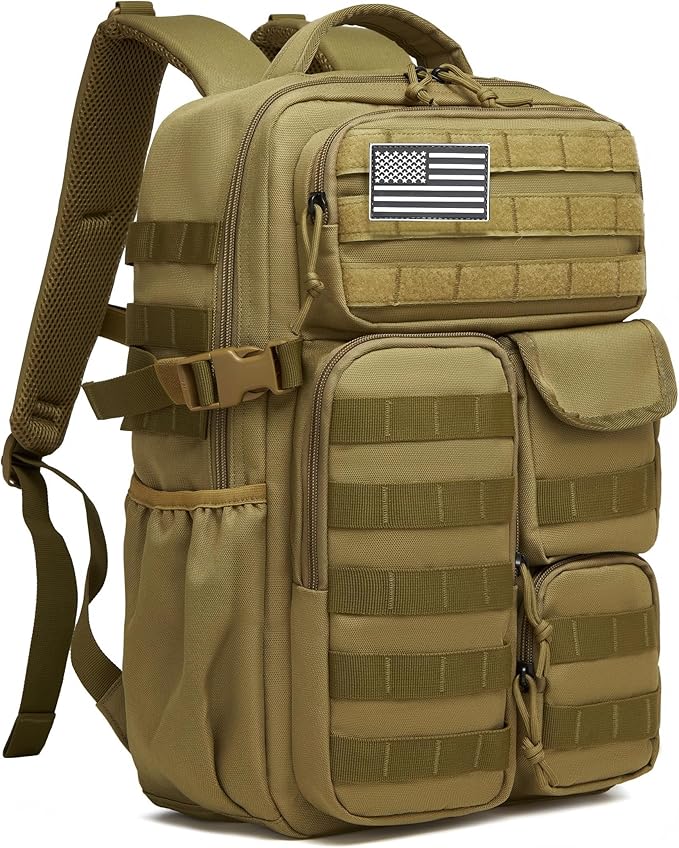 Wotony Tactical Backpack - Military waterproof backpack with multiple pockets and tactical gear for the outdoors (khaki, 30L)