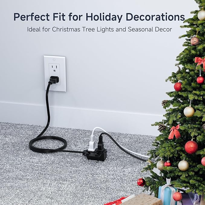 [ETL Listed] Cable Matters 2-Pack 16 AWG 2 Prong Short Extension Cord 3 ft, 13A 3-Outlet Extension Cords with Tamper Guard, 13 Amp, 1625 Watts, Black