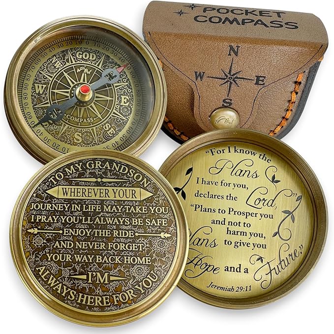 Brass Compass Gift to My Son Never Forget I Love You, Sentimental Keepsake from Mom Dad Grandparents, Inspirational Guidance Compass Gift for Son Graduation Birthday Baptism Confirmation Gift Idea