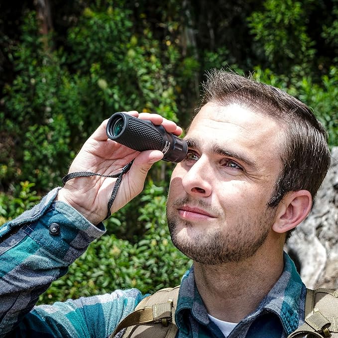 Barska Blackhawk Waterproof Monocular – Compact, Fogproof, Multi-Coated Optics, Slip-Resistant Grip for Birding, Hiking, Sports, Concerts & Outdoor Use