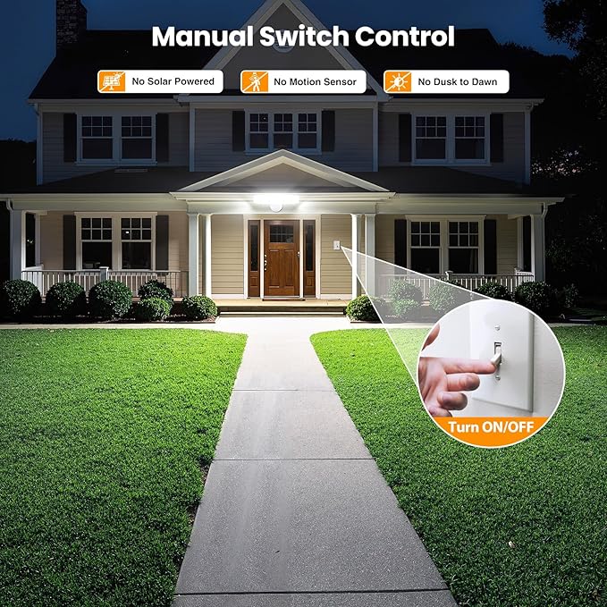 Onforu 150W LED Flood Lights Outdoor, 15000LM Brightness Security Light Switch Controlled, 6500K Outside Floodlight with 5 Adjustable Heads, Waterproof Exterior Light for Yard Garage Patio