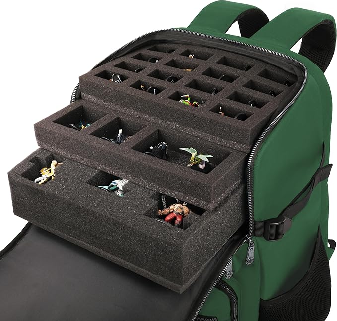 ENHANCE Collector's Edition DnD Backpack - RPG DM Bag for Dungeons and Dragons - DnD Bag fits 6-8 Books, 18" Laptop/DM Screen Slot, Miniature Foam Trays, Accessory Pockets, Map Strap (Dragon Green)