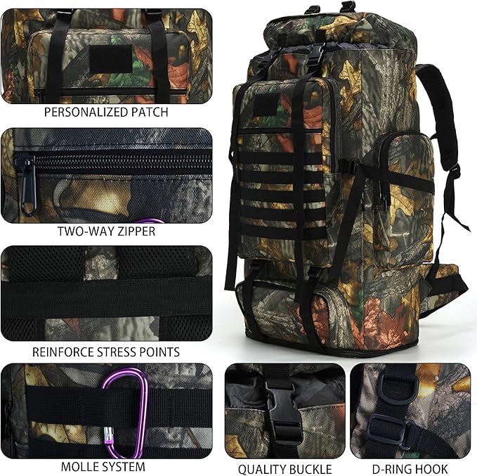 Hiking Backpack for Men 70L/100L Camping Backpack Military Rucksack Molle 3 Days Assault Pack for Climbing | Camping Backpack, 3 Days Assault Pack, for Climbing