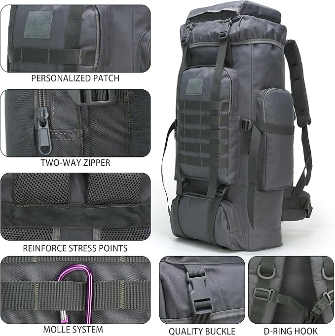 Hiking Backpack for Men 70L/100L Camping Backpack Military Rucksack Molle 3 Days Assault Pack for Climbing | Camping Backpack, 3 Days Assault Pack, for Climbing