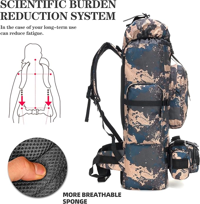 100L Camping Hiking Backpack,Molle military Tactical rucksack backpack,Waterproof Lightweight Hiking Backpack