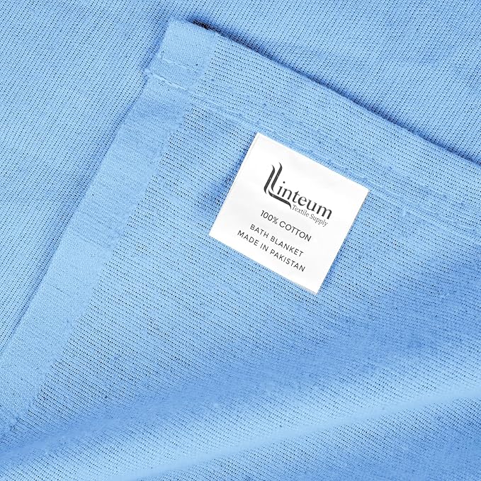 Linteum Textile 100% Cotton Hospital Patient Bath Blanket, Bed Bath Sheet, Twin Blanket Lightweight Sheet Blankets 70x90 in, 1.75 lb. Blue