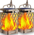 TomCare Solar Lights Outdoor Flickering Flame Solar Lantern Outdoor Hanging Lanterns Decorative Outdoor Lighting Solar Powered Waterproof LED Flame Lights for Patio Garden Deck, 2 Pack(Bronze)