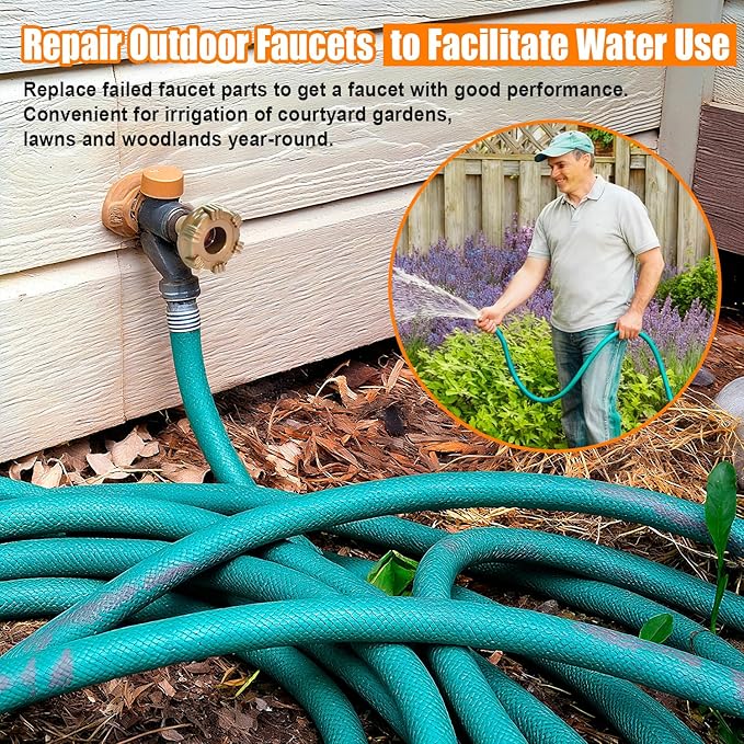 RK-14MH Outdoor Faucet Repair Kit for Woodford Model 14 Outside Faucets Parts Include Wheel Metal Handle Screws Packing Nut Washer Valve Seat Rubber, 7PCS Set