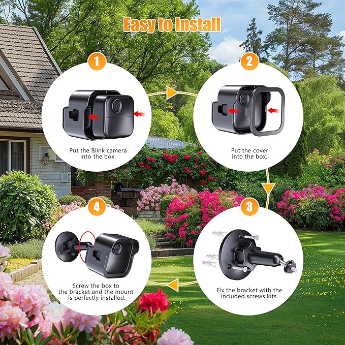 Rhorawill Wall Mount for All - New Blink Outdoor Camera, 2 Pack Weatherproof Protective Housing with Charging Port, 360° Adjustable Bracket for Blink Outdoor 4th & 3rd Gen Cam (Camera Not Included)
