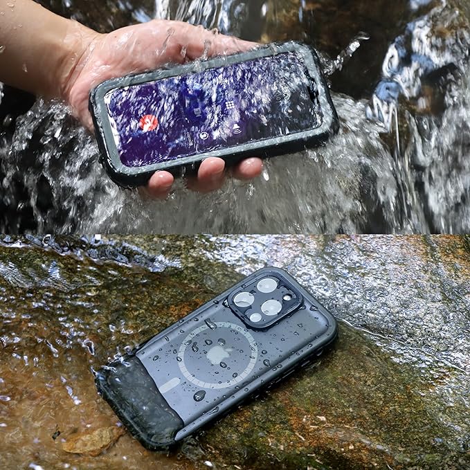 SPORTLINK for iPhone 15 Pro Max Case - IP68 Waterproof Military Protective Full Body Heavy Duty Shockproof 360 Sealed Dustproof with Camera Screen Protector Cover for i Phone 15 Pro Max 6.7" Mag/Black