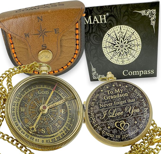 Brass Compass Gift to My Son Never Forget I Love You, Sentimental Keepsake from Mom Dad Grandparents, Inspirational Guidance Compass Gift for Son Graduation Birthday Baptism Confirmation Gift Idea