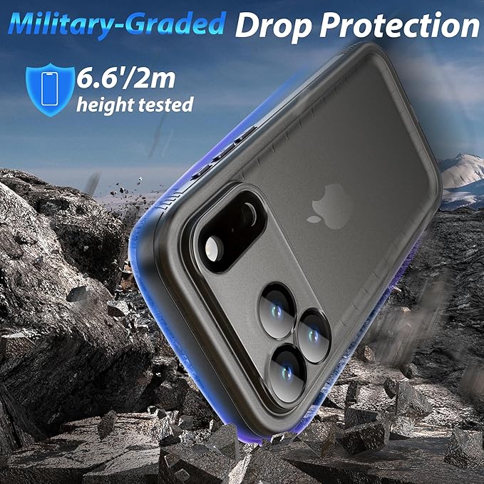 SPORTLINK for iPhone 17 Pro Case - IP68 Waterproof Military Protective Full Body Heavy Duty Shockproof 360 Sealed Dustproof with Camera Screen Protector Phone Cover for iPhone 17 Pro 6.3" Black