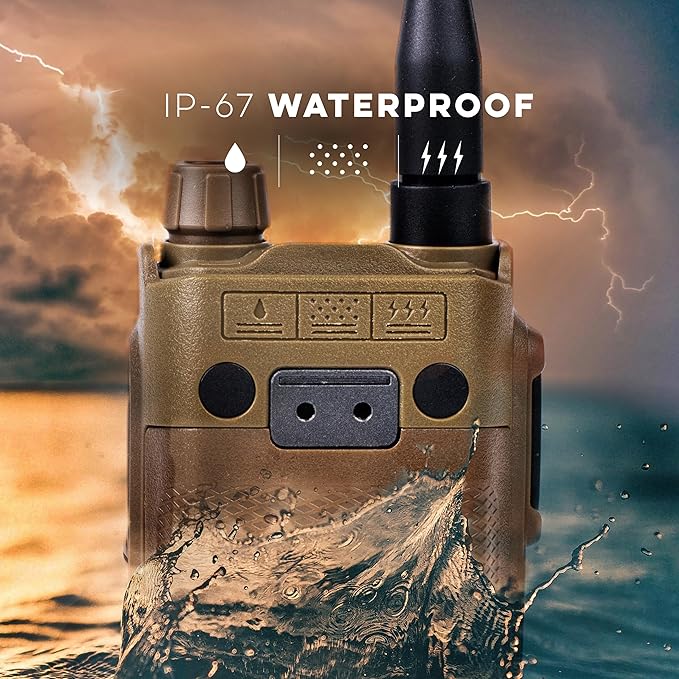 BTECH UV-PRO (TAN) IP67 Dual Band VHF/UHF Two-Way Radio - APRS, Bluetooth, GPS, Text Messaging, Aviation Band Scanner, NOAA Weather Alerts, USB-C Rechargeable Battery