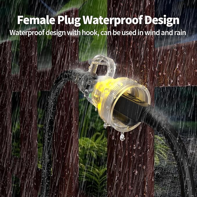 POWGRN 50FT 16 Gauge Black Outdoor Extension Cord Waterproof, 3 Prong Flexible Cold Weatherproof -58℉ Extension Cord, 13 AMP 1625W SJTW, ETL Listed
