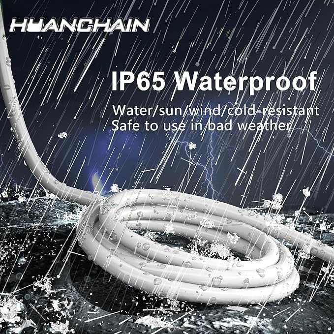 HUANCHAIN 13A 1625W 125V 16AWG 3 FT 16 Gauge White Indoor Outdoor Extension Cord Waterproof, Flexible Cold Weather 3 Prong Electric Cord Outside,SJTW, ETL Listed