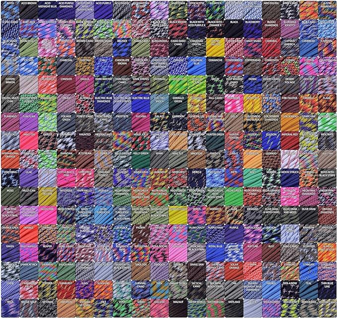 BORED? PARACORD! 550 lb Paracord – Ideal for Crafting, DIY Projects, Camping, Military & Active Outdoors – 300+ Colors – Tactical Parachute Cord Type III – Strong - Army Camo 50 Feet