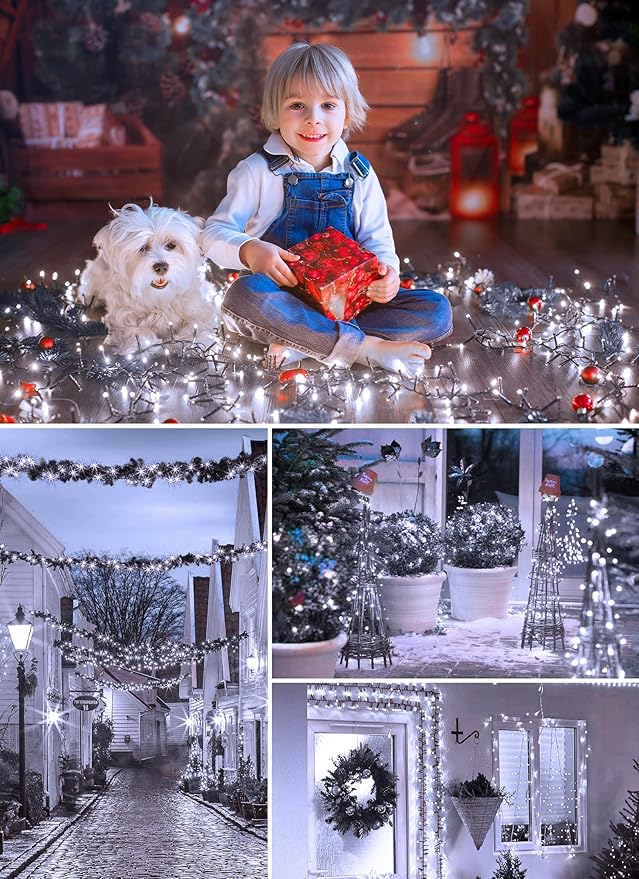 Minetom Solar String Lights Outdoor, Extra Long 72FT 200 LED Christmas String Lights with 8 Lighting Modes, Waterproof Solar Light Outdoor for Outside Tree Balcony Gazebo, Pure White