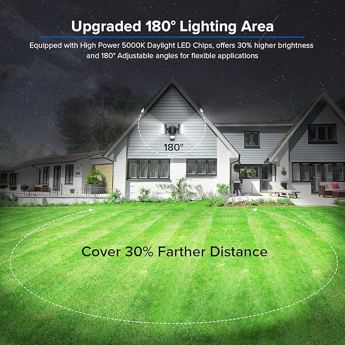SANSI 38W 5000LM Motion Sensor Outdoor Lights, Flood Light Outdoor Detector with 4 Mode Adjustable, 500W Equiv 5000K Dusk to Dawn, IP65 Waterproof, Motion Sensor Lights for Garage, Yard, Porch (Black)