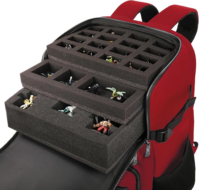 ENHANCE Collector's Edition DnD Backpack - RPG DM Bag for Dungeons and Dragons - DnD Bag fits 6-8 Books, 18" Laptop/DM Screen Slot, Miniature Foam Trays, Accessory Pockets, Map Strap (Dragon Red)
