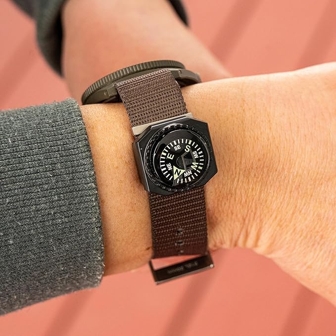 Sun Company Slip-On Wrist Compass - Easy-to-Read Compass for Watch Band or Paracord Survival Bracelet