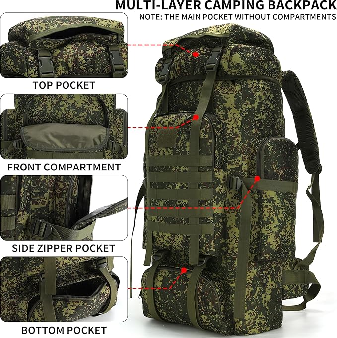 Hiking Backpack for Men 70L/100L Camping Backpack Military Rucksack Molle 3 Days Assault Pack for Climbing | Camping Backpack, 3 Days Assault Pack, for Climbing
