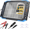 BALDR 12V Solar Battery Charger, 13W Waterproof Dual Sided Battery Maintainer, IP67 MPPT Trickle Charger for Car, Trailer, Lawn Mower, Boat