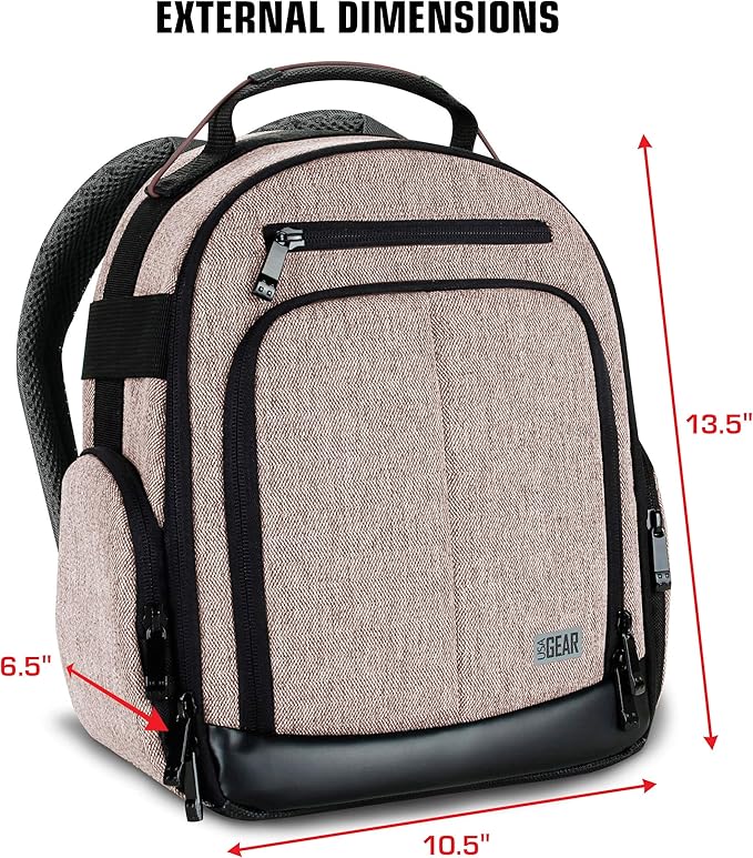 USA Gear Audio Equipment Backpack Fits Audio-Technica System 10, Shure BLX4 Microphone System, Sennheiser EW-DP & more Wireless Mic System - Wireless Microphone Bag Backpack for Recording Mics (Brown)