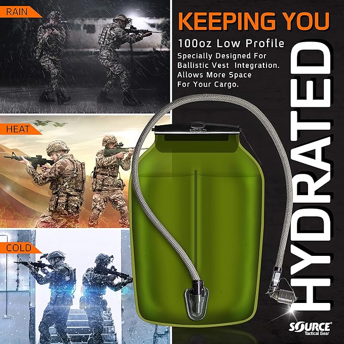 Source Hydration Bladder WLPS Low Profile - 3 Liter (100oz) Water Bladder with High Flow Storm Valve - Featuring All Hydration Technology Advantages