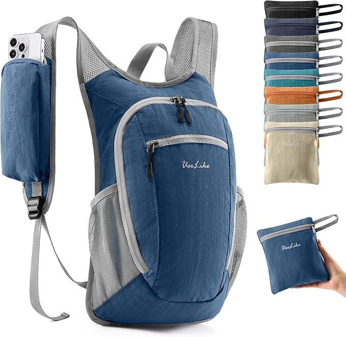 Uselike 10L Small Hiking Backpack Travel Daypack Lightweight Packable Back Pack for Women Men(Navy Blue)
