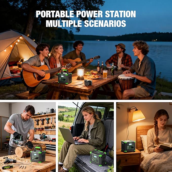 Portable Power Station 330W Solar Generator 288Wh, 60W USB-C PD Fast Charging, Pure Sine Wave AC Outlet, 5W Wireless Charger, LED for RV Camping, CPAP Emergency Backup & Off-Grid Living (Peak 600W)