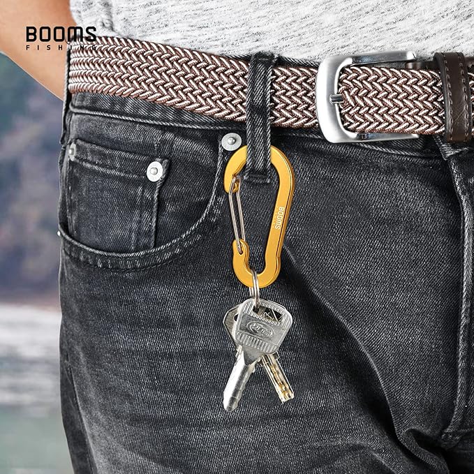 Booms Fishing CC5 Multi-Use Carabiner Clips, 10 Pack 2.7" Small Caribeener Clips, Mini Keychain Aluminum Caribeaner Clip