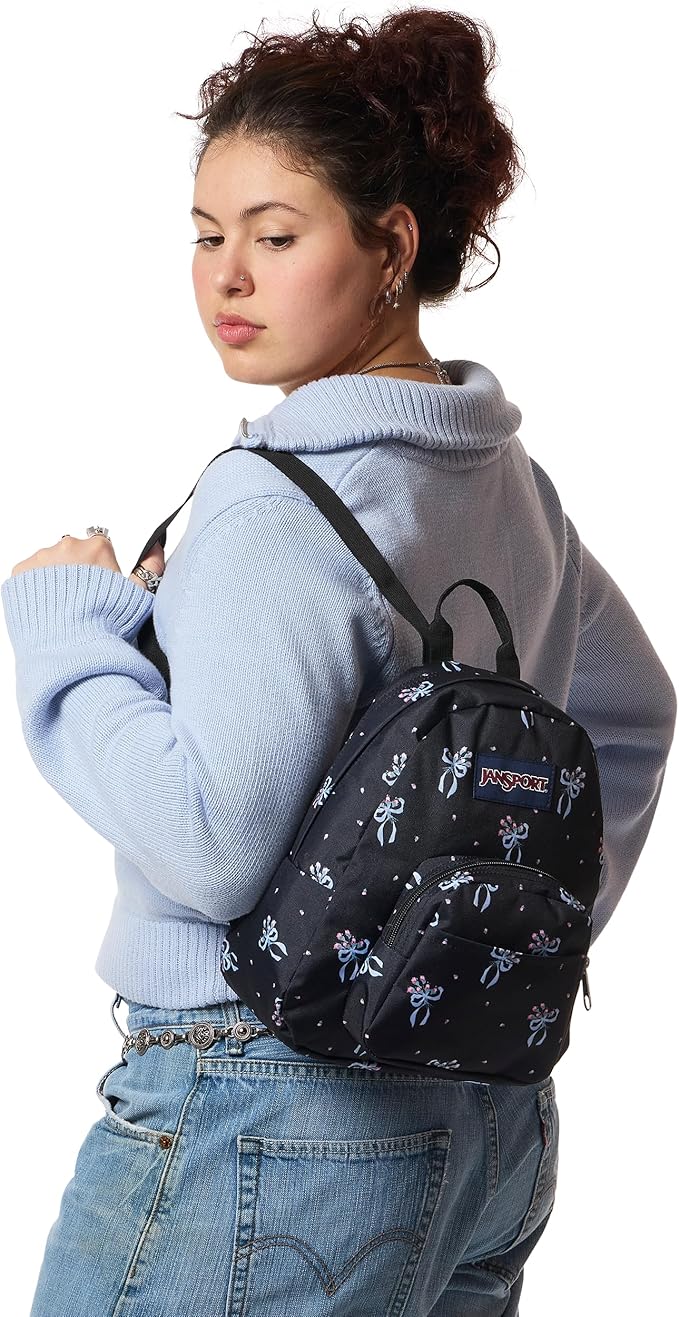 JanSport Half Pint Mini Backpack, 10.2 L - Durable Mini Bag Purse with Adjustable Shoulder Straps, Single Main Compartment, Zippered Stash Pocket, Pastel Petals