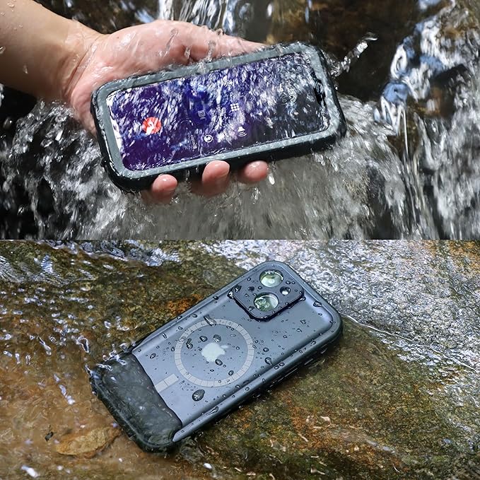 SPORTLINK for iPhone 14 Case Waterproof - Buit in Screen Protector [Compatible with MagSafe][IP68 Underwater][6.6FT Military Dropproof][Dustproof] Full Body Shockproof Phone Case 6.1" Black