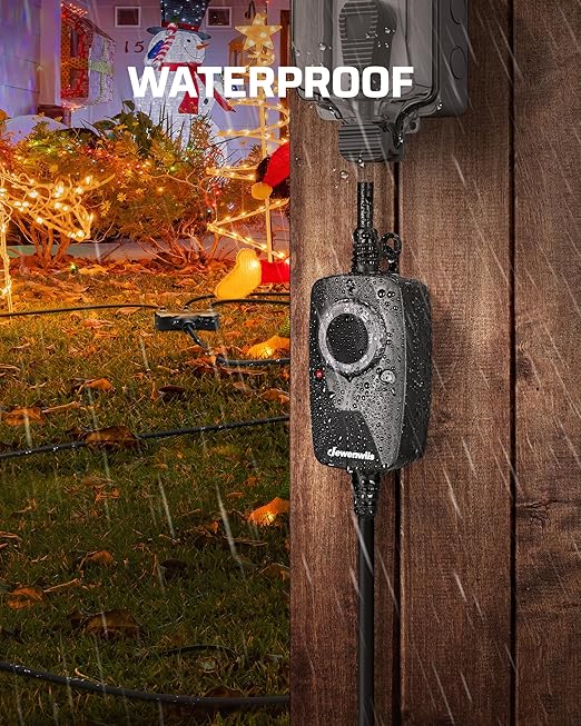 DEWENWILS Light Timer Outdoor Weatherproof with 12 FT Extension Cord, Photocell Timer Switch with 3 Grounded Outlets for Landscape Light, String Lights, UL Listed