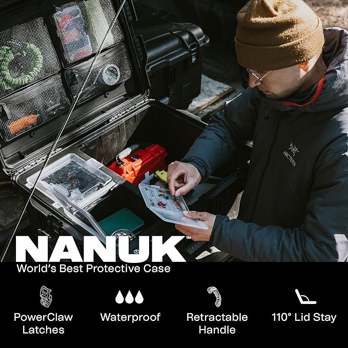 NANUK Trail 80 – 79L (20.9-Gallon) Waterproof Storage Box – Wheeled & Modular Cargo Case for Camping, Fishing, Hunting & Outdoor Storage – Dustproof and Impact Resistant (25.4” x 20” x 14.5”) – Orange
