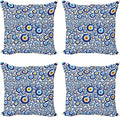 Ambesonne Evil Eye Throw Pillow Cushion Case Pack of 4, Traditional Turkish Luck Sign Symbol Pattern Vivid Bead Graphic Art, Modern Accent Double-Sided Digital Printing, 20", Orange Yellow