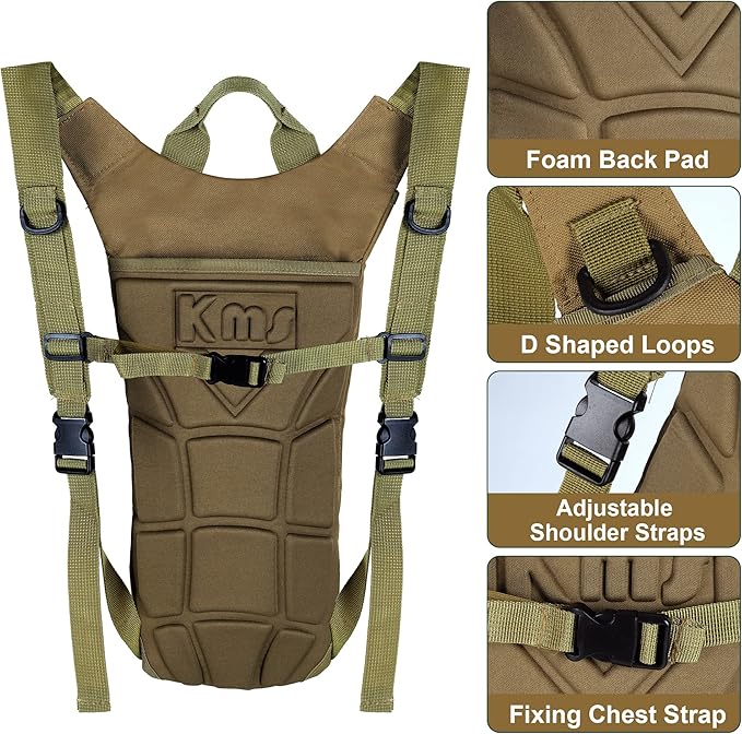 Tactical Hydration Pack Backpack with 3L Water Bladder for Men, Leakproof Military Rave Water Backpack for Running Hiking Cycling Jogging Festival