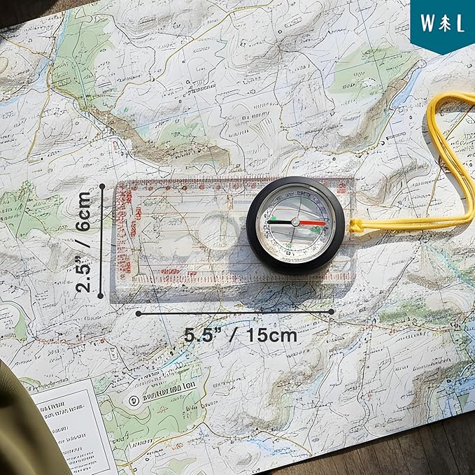 Magnetic Liquid Compass Kit – Professional Hiking Compass with Rotating Bezel, Quick-Tip Guide & Carabiner | Accurate Navigation Tool for Camping, Orienteering, Survival & Outdoor Adventures