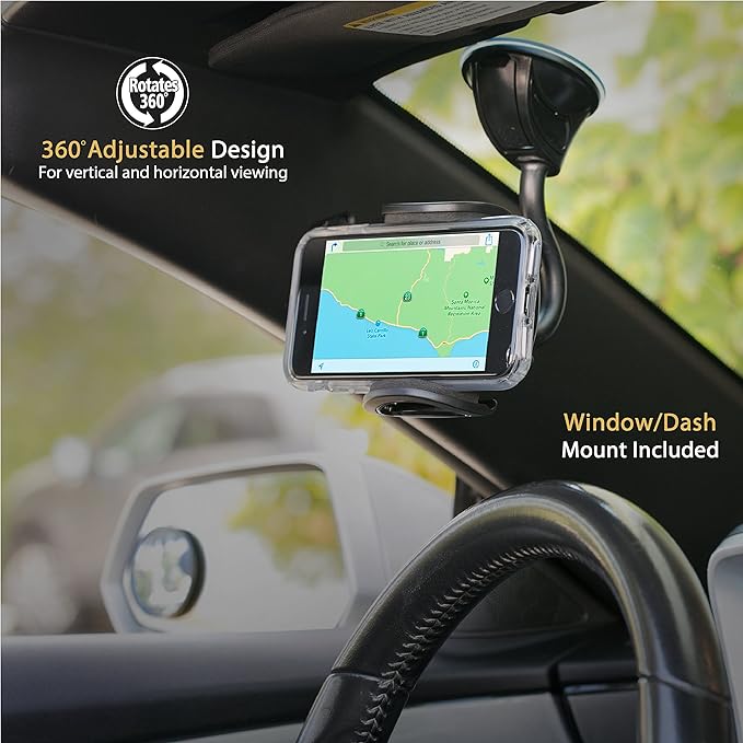 Scosche IHW10-SP1 4-in-1 Car Phone Holder Windshield, Dashboard, Vent, Cup Mount with Suction Cup | Dash, Vent or Windshield Mount | Stick Grip Suction Cup Base | Non-Magnetic | Black