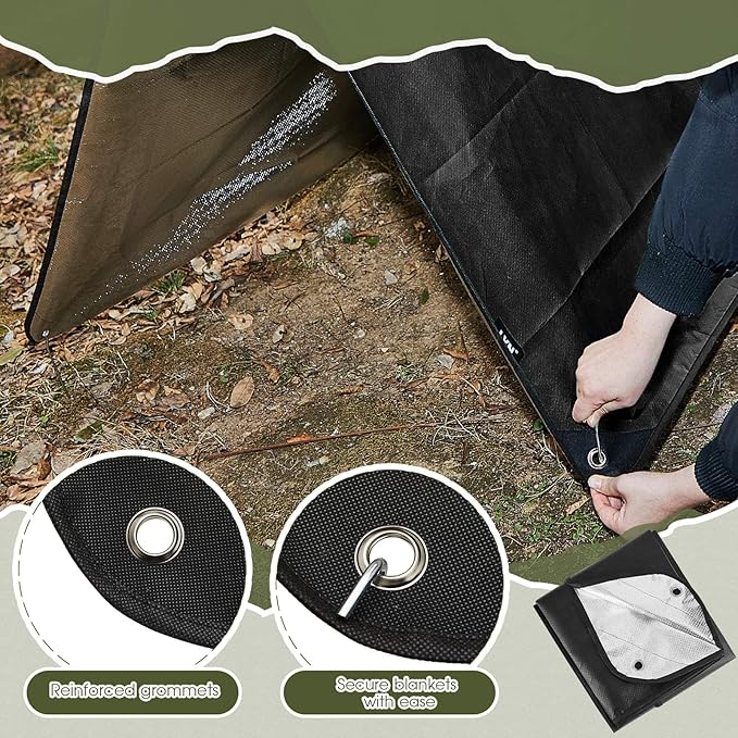 Kingdder 2 Pcs Heavy Duty Emergency Blankets for Survival Camping Blanket Insulated Tarp 60 x 82 Inches Outdoor Waterproof Thermal Reflective Tarp Tent Insulation for Camp Hiking Picnic