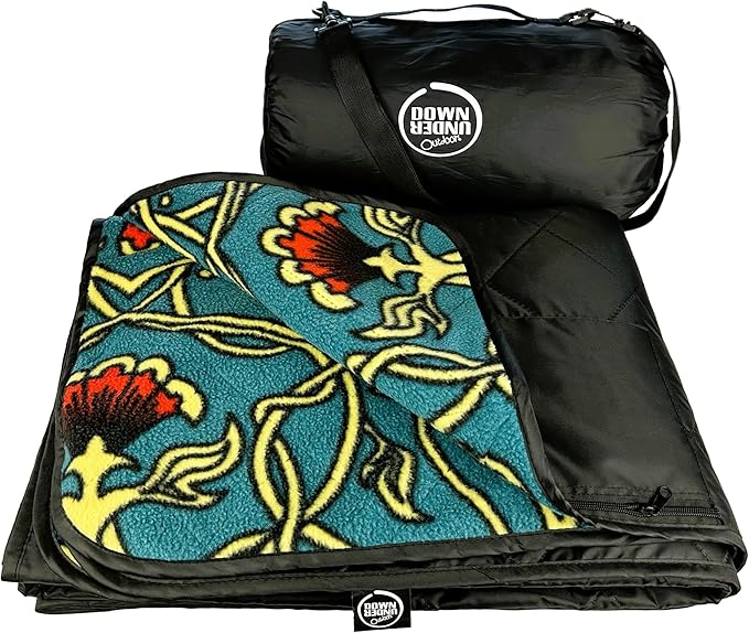 DOWN UNDER OUTDOORS Large Waterproof Windproof Extra Thick 350 GSM Quilted Fleece, or Sherpa Stadium Blanket