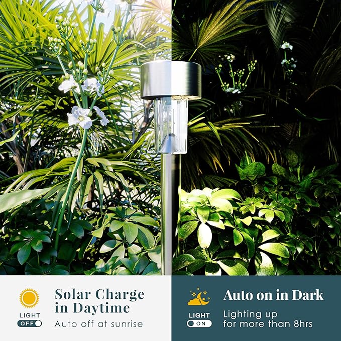 SOLPEX Solar Garden Lights Outdoor, 6 Color 12 Pack Stainless Steel Led Pathway Lights,Halloween/Christmas Solar Decorative，Christmas Decor for Patio, Lawn, Yard,Landscape and Walkway