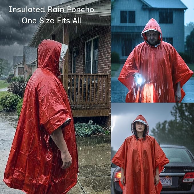 Emergency Kit - Winter Storm & Ice Storm Survival Kit, Power Outage Preparedness with 15 Essential Items, COB Light, Rain Poncho, Blanket, Emergency Water & First Aid