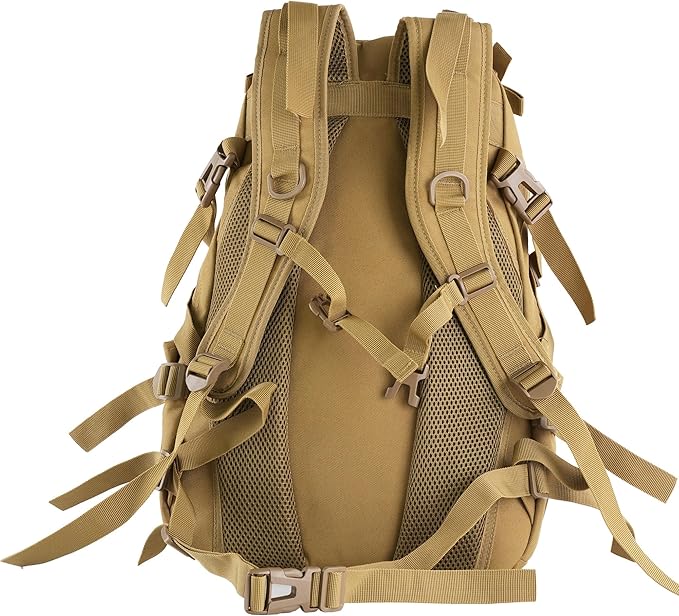 aiGear Tactical Backpack for Men, 25L Military Backpack, 3-Day Bug Out Bag for Camping Hiking Hunting with Molle System Army Daypack (25L Khaki)