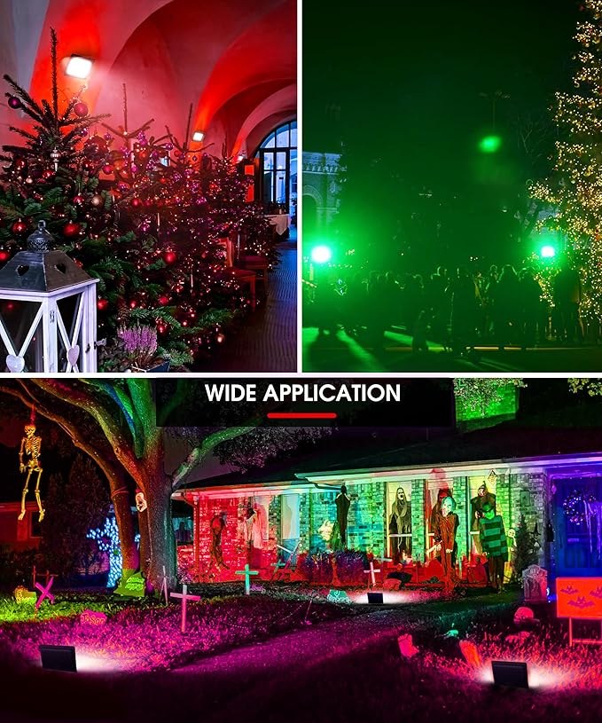 L LOHAS LED 30W Flood Light Outdoor, RGB Landscape Lighting with Remote Control, Timing - 2700K/4500K/6500K - Color Changing for Patio Backyard Step Wall, IP66, US 3-Plug, UL Listed (2 Pack)