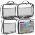 holay 4 Packs PVC Toy Storage Organizer with Zipper, Name Tag & Manual Pocket, Clear Durable Case for Blocks, Clay, Board Games, Travel (Gray, Small)