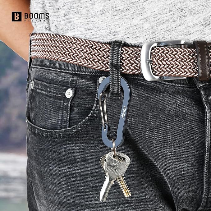 Booms Fishing CC5 Multi-Use Carabiner Clips, 10 Pack 2.3"/ 3.1" Caribeener Clips, Mini Keychain Caribeaner Clip, Aluminum D Ring Carabiners