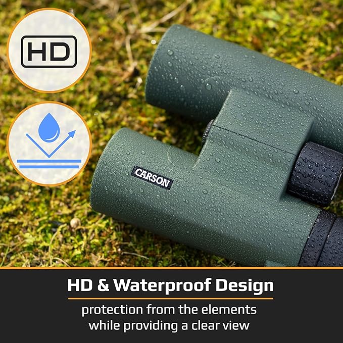 Carson RD Series 8x42mm Open-Bridge Waterproof High Definition Full Sized Binoculars (RD-842)